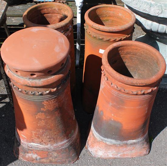 4 terracotta chimney pots